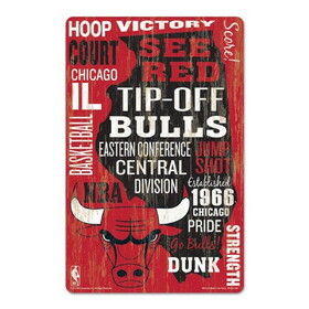 WinCraft Chicago Bulls Sign 11x17 Wood Wordage Design