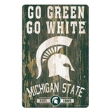 Michigan State Spartans Sign 11x17 Wood Slogan Design