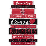 Ohio State Buckeyes Sign 11x17 Wood Family Word Design