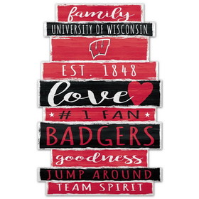 Wisconsin Badgers Sign 11x17 Wood Family Word Design