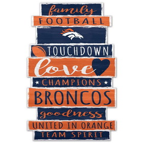 Denver Broncos Sign 11x17 Wood Family Word Design