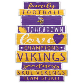Minnesota Vikings Sign 11x17 Wood Family Word Design