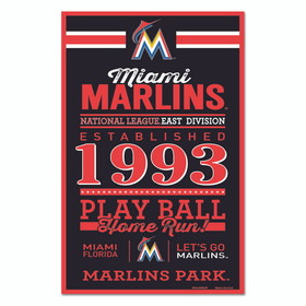 Miami Marlins Sign 11x17 Wood Established Design
