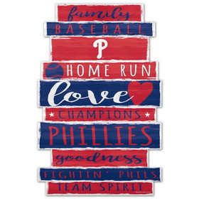 Philadelphia Phillies Sign 11x17 Wood Family Word Design