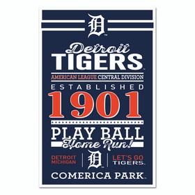 Detroit Tigers Sign 11x17 Wood Established Design