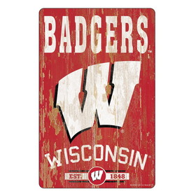 Wisconsin Badgers Sign 11x17 Wood Slogan Design