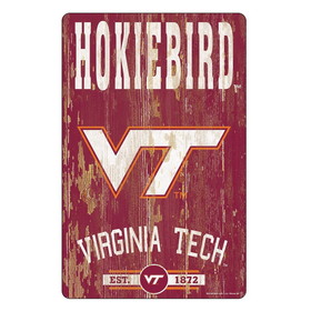 Virginia Tech Hokies Sign 11x17 Wood Slogan Design