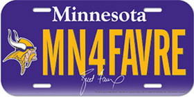 Minnesota Vikings Brett Favre License Plate