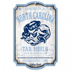 North Carolina Tar Heels Wood Sign - College Vault - 11" x 17"