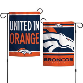 Denver Broncos Flag 12x18 Garden Style 2 Sided Slogan Design