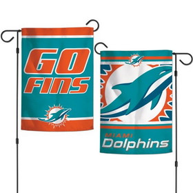 Miami Dolphins Flag 12x18 Garden Style 2 Sided Slogan Design