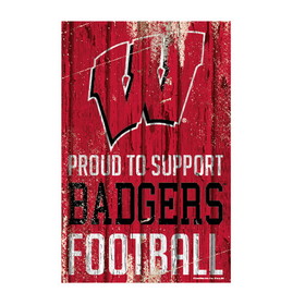 Wisconsin Badgers Sign 11x17 Wood Proud to Support Design