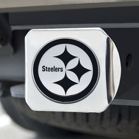 Pittsburgh Steelers Hitch Cover Chrome Emblem on Chrome