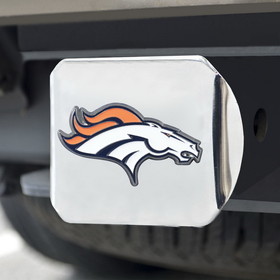 Denver Broncos Hitch Cover Color Emblem on Chrome