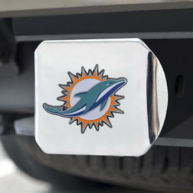 Miami Dolphins Hitch Cover Color Emblem on Chrome