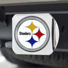 Pittsburgh Steelers Hitch Cover Color Emblem on Chrome