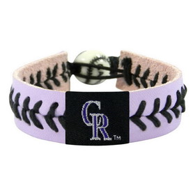 Colorado Rockies Bracelet Team Color Lavender Leather Black Thread Baseball CO