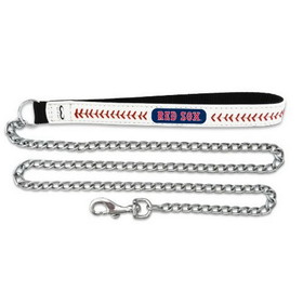 Boston Red Sox Pet Leash Leather Chain Baseball Size Medium CO