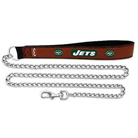 New York Jets Pet Leash Leather Chain Football Size Large CO