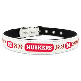 Nebraska Cornhuskers Pet Collar Classic Baseball Leather Size Small CO