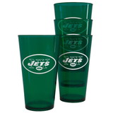 New York Jets Glass 16oz Pint Plastic 4 Pack