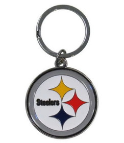 Pittsburgh Steelers Chrome Logo Cut Keychain