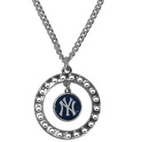 New York Yankees Necklace Chain Rhinestone Hoop CO