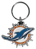 Miami Dolphins Chrome Logo Cut Keychain