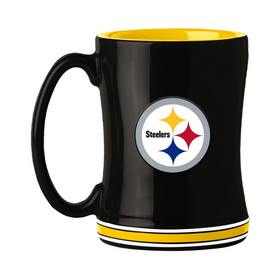 Pittsburgh Steelers Coffee Mug 14oz Sculpted Relief Team Color