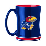 Kansas Jayhawks Coffee Mug 14oz Sculpted Relief Team Color