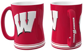 Wisconsin Badgers Coffee Mug 14oz Sculpted Relief Team Color