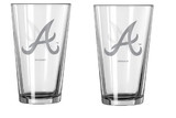 Atlanta Braves Glass Pint Frost Design 2 Piece Set