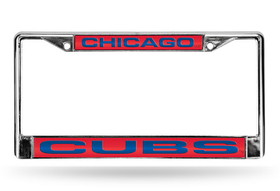 Chicago Cubs License Plate Frame Laser Cut Chrome Red