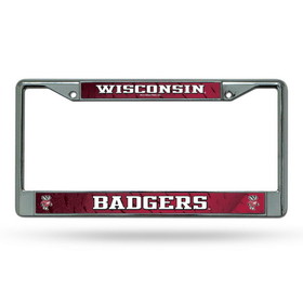 Wisconsin Badgers License Plate Frame Chrome Printed Insert