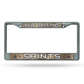 New Orleans Saints License Plate Frame Chrome Printed Insert