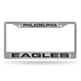 Philadelphia Eagles License Plate Frame Laser Cut Chrome Silver with Green Letters
