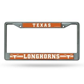 Texas Longhorns License Plate Frame Chrome Printed Insert