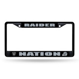 Oakland Raiders License Plate Frame Chrome Black Nation Design