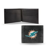 Miami Dolphins Wallet Billfold Leather Embroidered Black Alternate