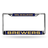 Milwaukee Brewers License Plate Frame Laser Cut Chrome Alternate Design