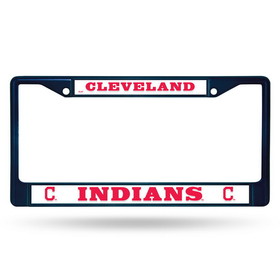 Cleveland Indians License Plate Frame Metal Navy Alternate Design