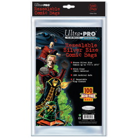 Ultra Pro Comic Bags - Silver Size - Resealable (100 per pack)