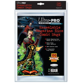 Comic Bags - Magazine Size - Resealable (100 per pack)