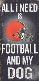 Cleveland Browns Wood Sign - Football and Dog 6"x12"