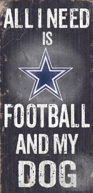 Dallas Cowboys Wood Sign - Football and Dog 6"x12"