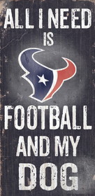 Houston Texans Wood Sign - Football and Dog 6"x12"