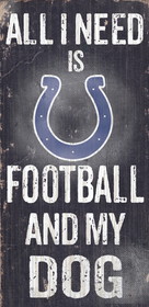Indianapolis Colts Wood Sign - Football and Dog 6"x12"