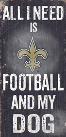New Orleans Saints Wood Sign - Football and Dog 6"x12"