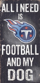 Tennessee Titans Wood Sign - Football and Dog 6"x12"