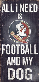 Florida State Seminoles Wood Sign - Football and Dog 6"x12"